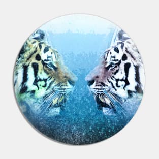 ✪ Tiger Brothers ✪ Mirror Universe Abstract Animal Art / Exotic Blue Kings Pin