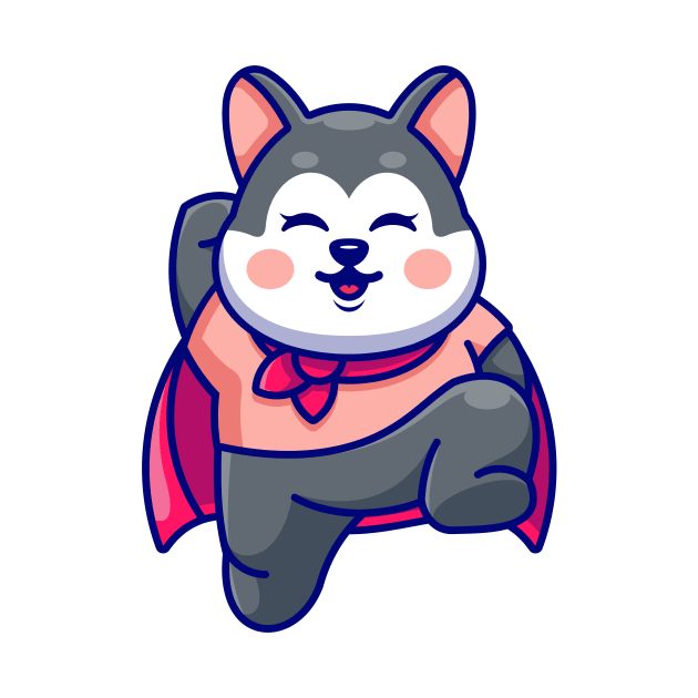 Cute super hero husky flying cartoon by Wawadzgnstuff