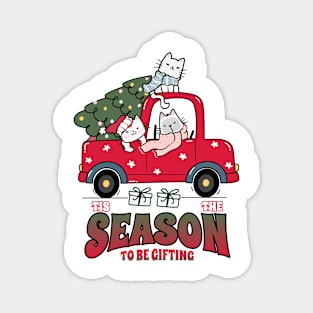 Tis The Season To Be Gifting Retro Christmas Cat Lover Magnet