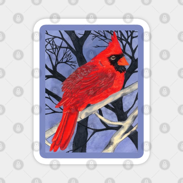 Winter Cardinal Magnet by Orphean Designs