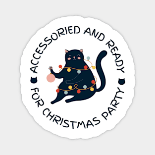 cat for christmas party design Magnet