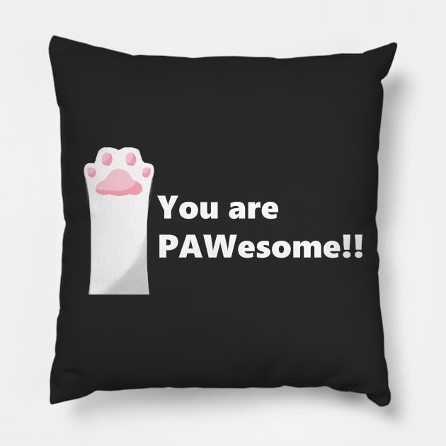 PAWesome White Cat Paw Pillow by ArtsyStormy