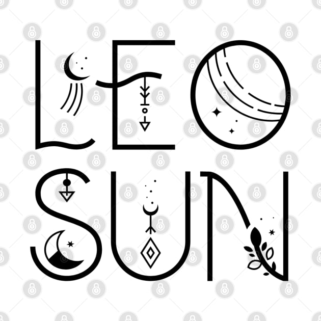 Leo sun sign celestial typography by lilacleopardco