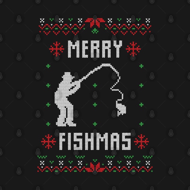 Merry Fishmas - Funny Ugly Christmas Sweater Fishing Gift by BadDesignCo