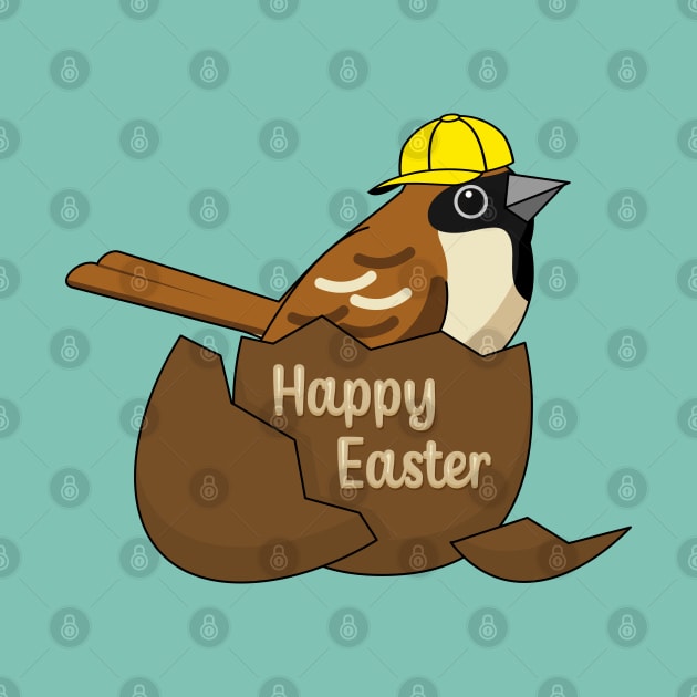 Cute Sparrow Chocolate Egg Happy Easter by BirdAtWork