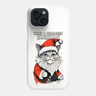 Funny Christmas Quote Cute Santa Claus Cat Illustration for Pet Lovers and Owners Phone Case