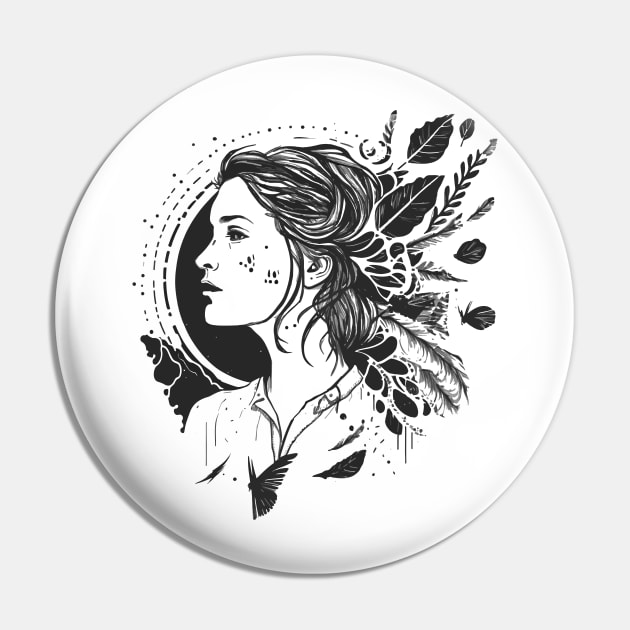 The Power Of Women Black And White Illustration Pin by Digital Mag Store