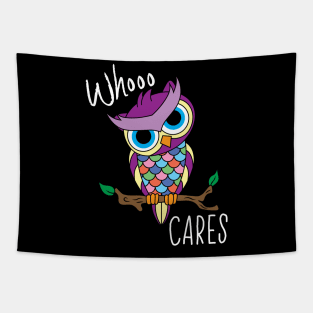 Whoo Cares Colorful Owl Tapestry