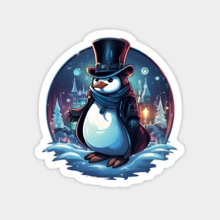 Snowy City Stroll with Penguin Magnet