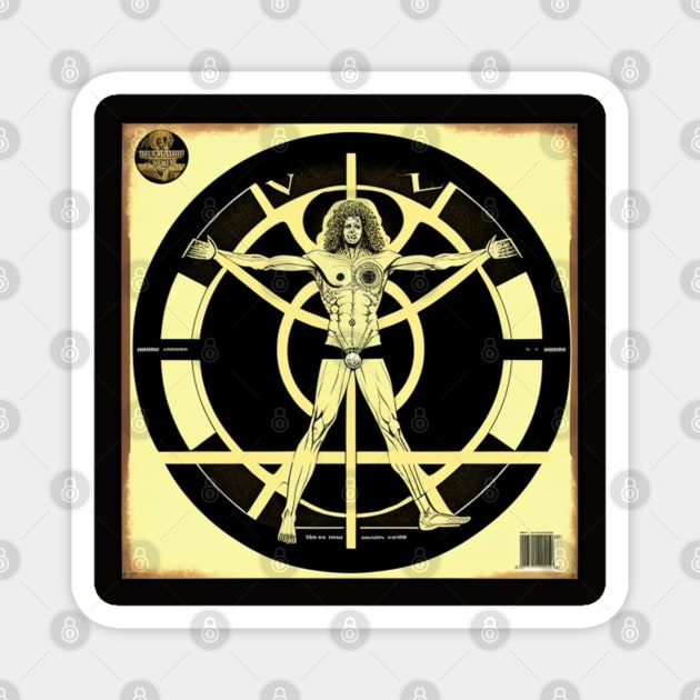 Vitruvian Man Rock n Roll Vinyl Record Vol. 1 Magnet by musicgeniusart