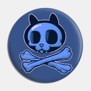 Cute Cartoon Cat Skull & Bones Adorkable Kitten Pin