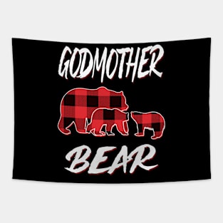 Godmother Bear Red Plaid Christmas Pajama Matching Family Gift Tapestry