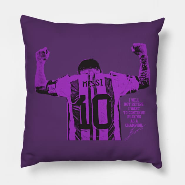 I will not retire messi Purple Pillow by Punk Fashion