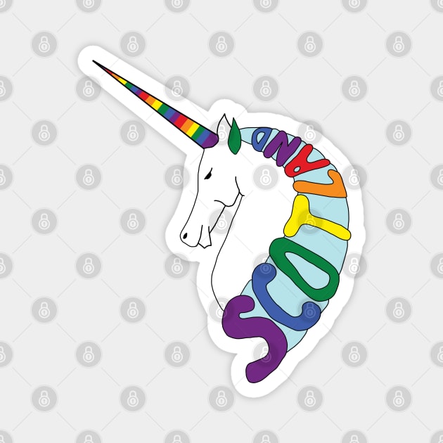RAINBOW COLOURED SCOTTISH UNICORN WITH SCOTLAND TEXT MANE Magnet by MacPean