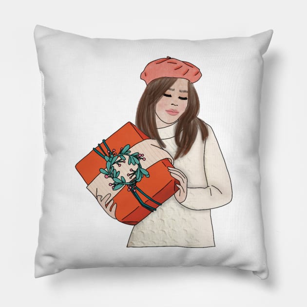 Christmas girl (8) Pillow by piscoletters