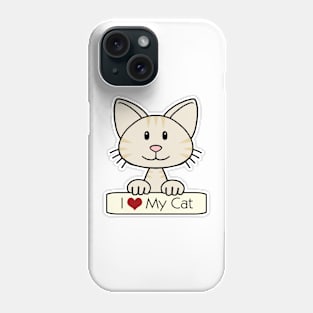 Cream Striped Cat - I Love My Cat Phone Case