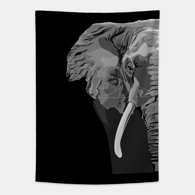 Elephant, digitally drawn artwork Tapestry by BOEC Gear