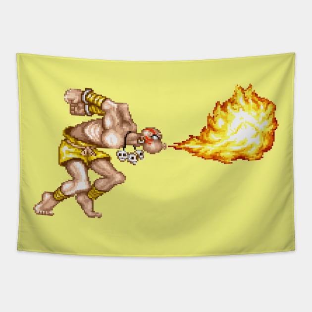 Dhalsim Yoga Inferno Tapestry by Pexel Pirfect