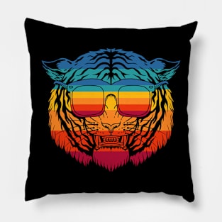 Vintage Tiger With Glasses Pillow