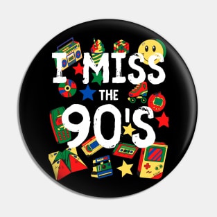 I Miss the 90's Nostalgia Vintage 1990s Throwback Red/Yellow/Green/Blue Pin