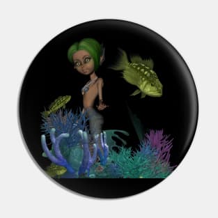 Little mermaid in the deep ocean Pin