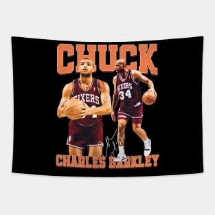 Charles Barkley The Chuck Basketball Legend Signature Vintage Retro 80s 90s Bootleg Rap Style Tapestry