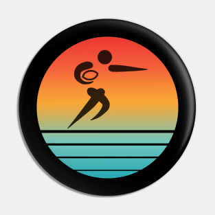 Rugby player in retro sunset Pin