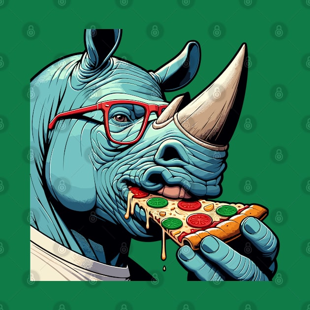 Blue rhino enjoy eating pizza by TimeWarpWildlife