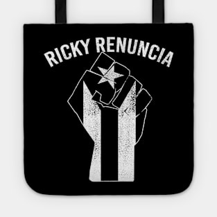 Ricky Renuncia Bandera Negra Puerto Rico Flag Fist Tote