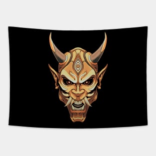 Golden Oni Mask Tapestry
