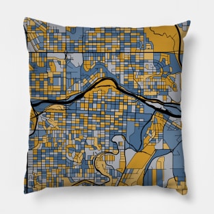 Calgary Map Pattern in Blue & Gold Pillow