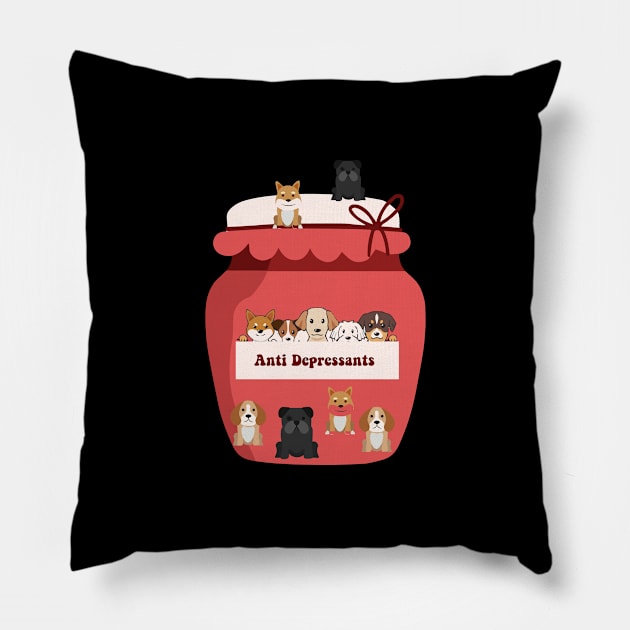 anti depressed - dog mom Pillow by zaiynabhw