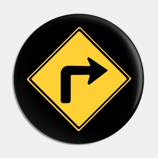 Shape Turn Right Turn Warning Sign Pin by DiegoCarvalho