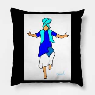 Bhangra Dancer blue Pillow