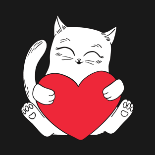Little cat holding a heart of love T-Shirt