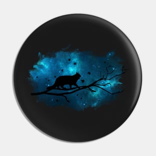 Cat silhouette and galaxy sky (green) - Cats lover - Animals lovers - Catshirt - Vegan - Gift idea Pin