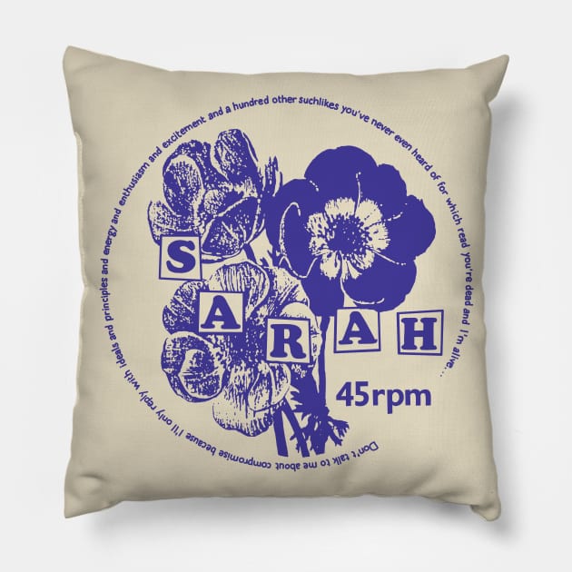 Sarah Records / Indiepop 45rpm Record Design Pillow by CultOfRomance