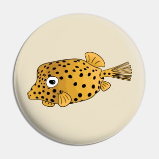 Yellow boxfish cartoon illustration Pin