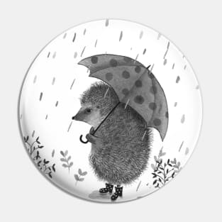 Hedgehog and a rainy day Pin