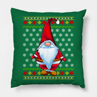 Santa Claus Gnome Ugly Christmas Sweater Pillow