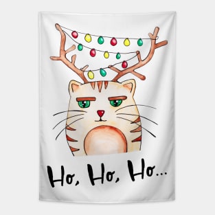 Watercolor - Mildly impressed Ho Ho Ho cat Tapestry