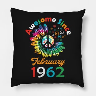 Funny Birthday Quote, Awesome Since February 1962, Retro Birthday Pillow