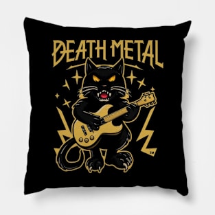 Death Metal Satanic Baphomet Cat playing guitar Pillow