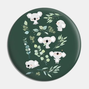 Koala and eucalyptus Pin