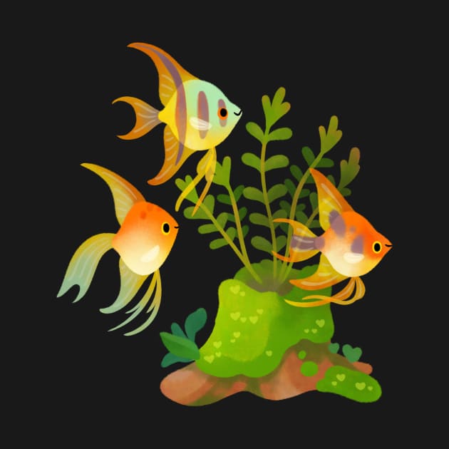 Fresh water fish and plants - angelfish by pikaole