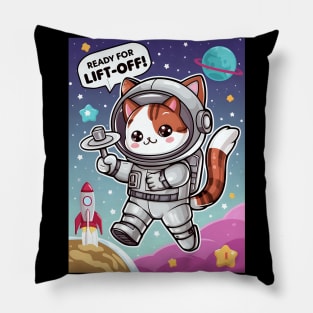 Astronaut cat ready to lift off Pillow