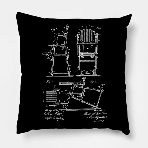 Nursery Chair Vintage Patent Drawing Pillow by TheYoungDesigns