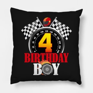 Kids 4th Birthday Racing Car Driver Pillow