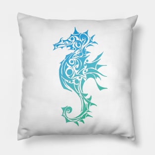 Turquoise Seahorse Tattoo Pillow