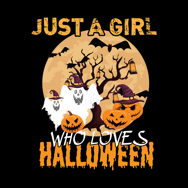 Just A Girl Who Loves Halloween, Funny Gift Idea For Halloween, Fall, Autumn And Thanksgiving Lovers by printalpha-art